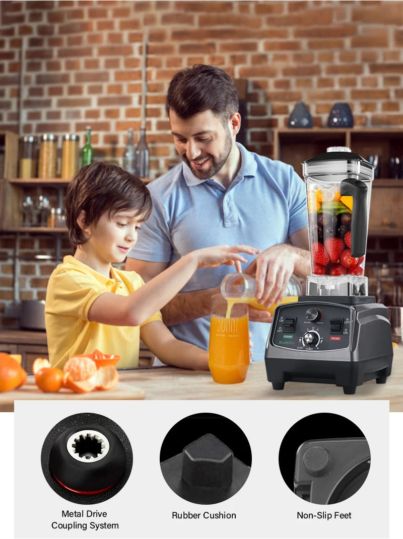 Biolomix BPA Free 2200W Commercial Grade Timer Blender Mixer Heavy Duty Automatic Fruit Food Processor Ice Crusher Smoothies