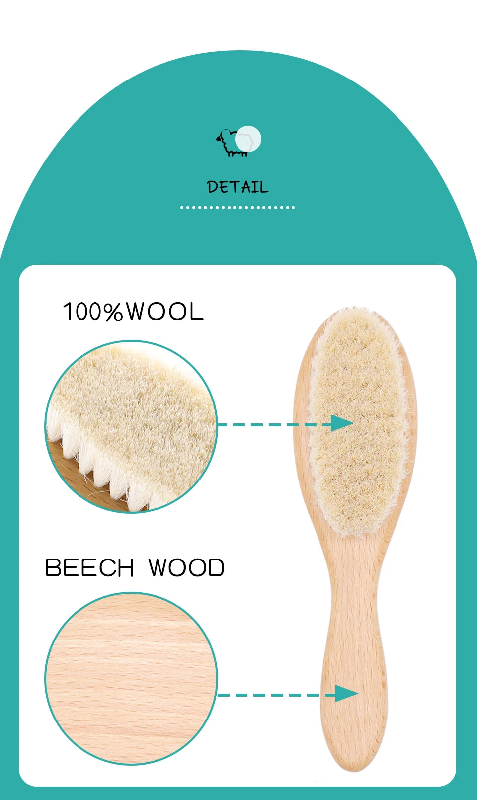 Baby Hair Brush for Hair Personalized Baby Brush Soft Goat Bristle Kids Hair Brush Newborn Hair Comb for Care