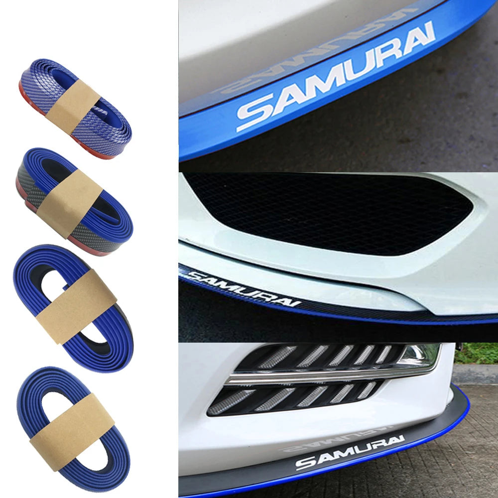 Car Front Bumper Lip Carbon Fiber Rubber Universal  Protector Bumper Lip Strip Spoiler Side Skirt Rubber Anti Scratch Protector