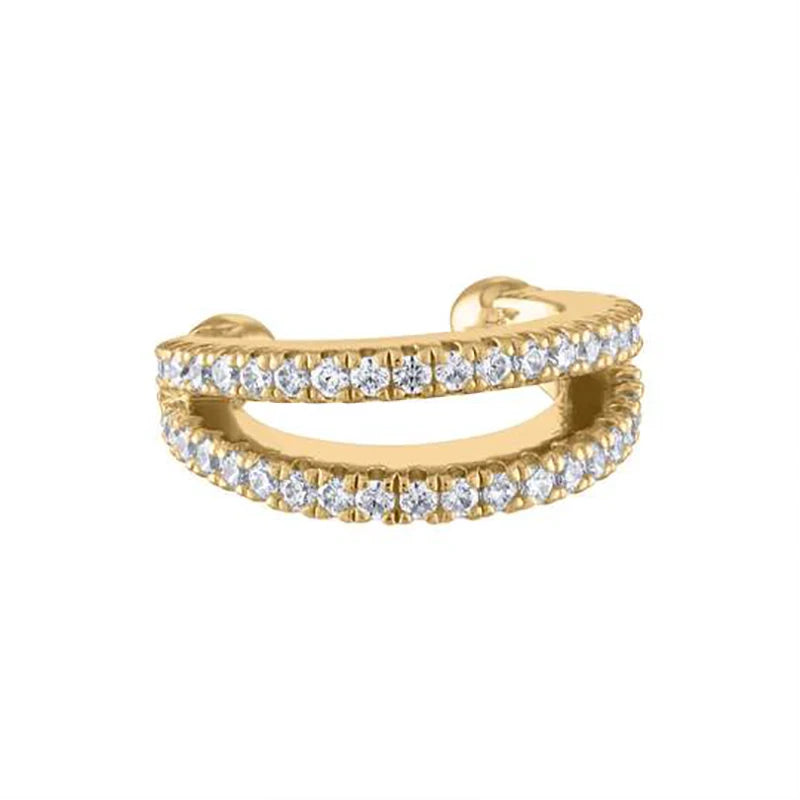 CRMYA Luxury Gold Silver Filled Clip Earring For Women Full CZ Zircon Big Circle Men's Ear Cuff Jewelry Clip On Ear Wholesale