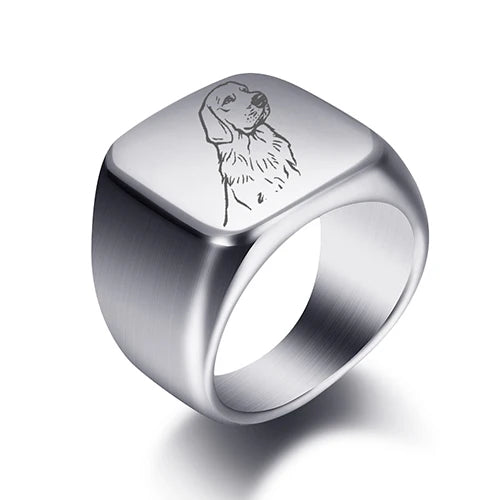 Free Engrave New Silver/Gold/Black/Blue Square Big Width Signet Rings Customized Fashion Finger Men Ring Titanium Steel Jewelry