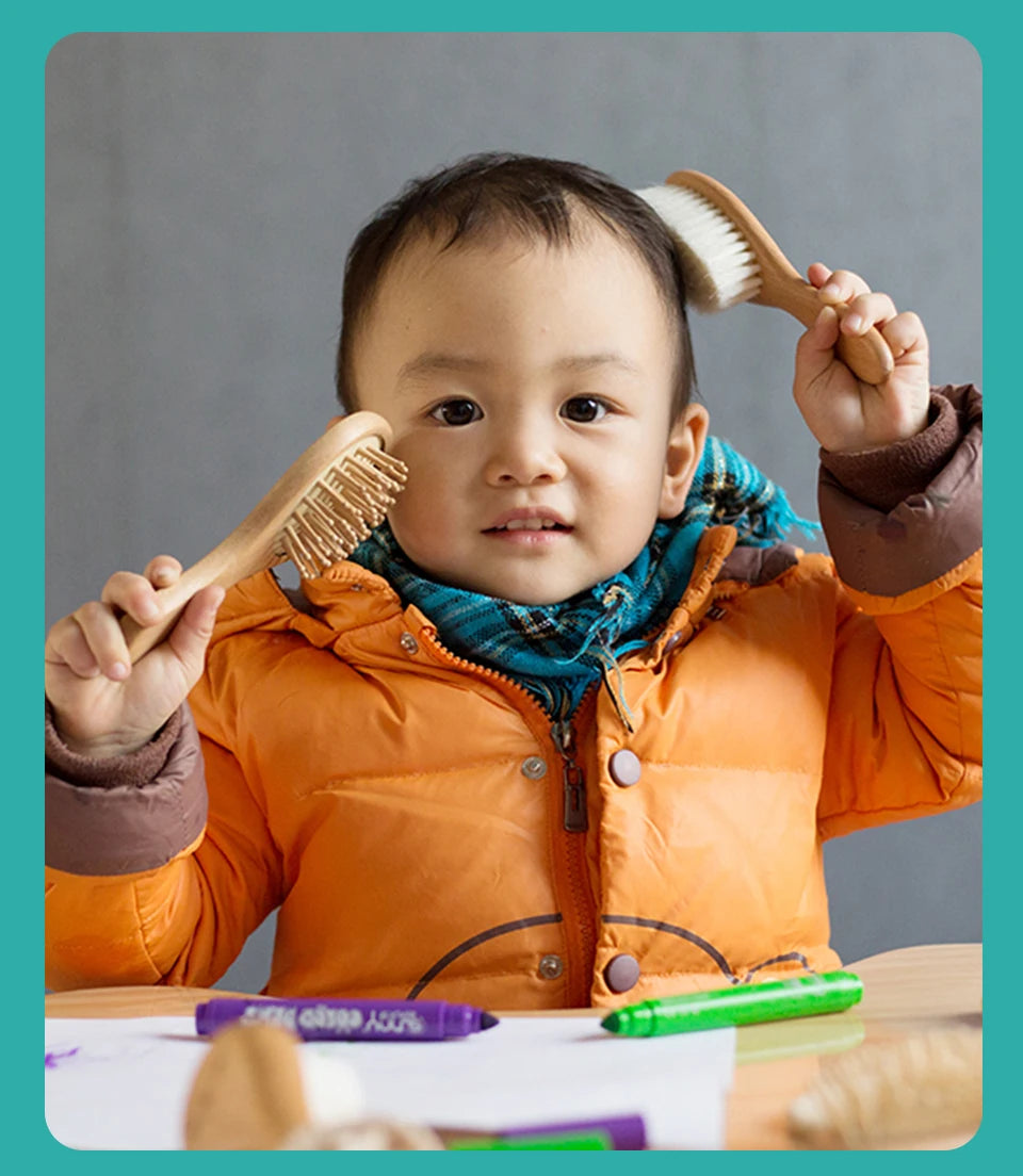 Baby Hair Brush for Hair Personalized Baby Brush Soft Goat Bristle Kids Hair Brush Newborn Hair Comb for Care