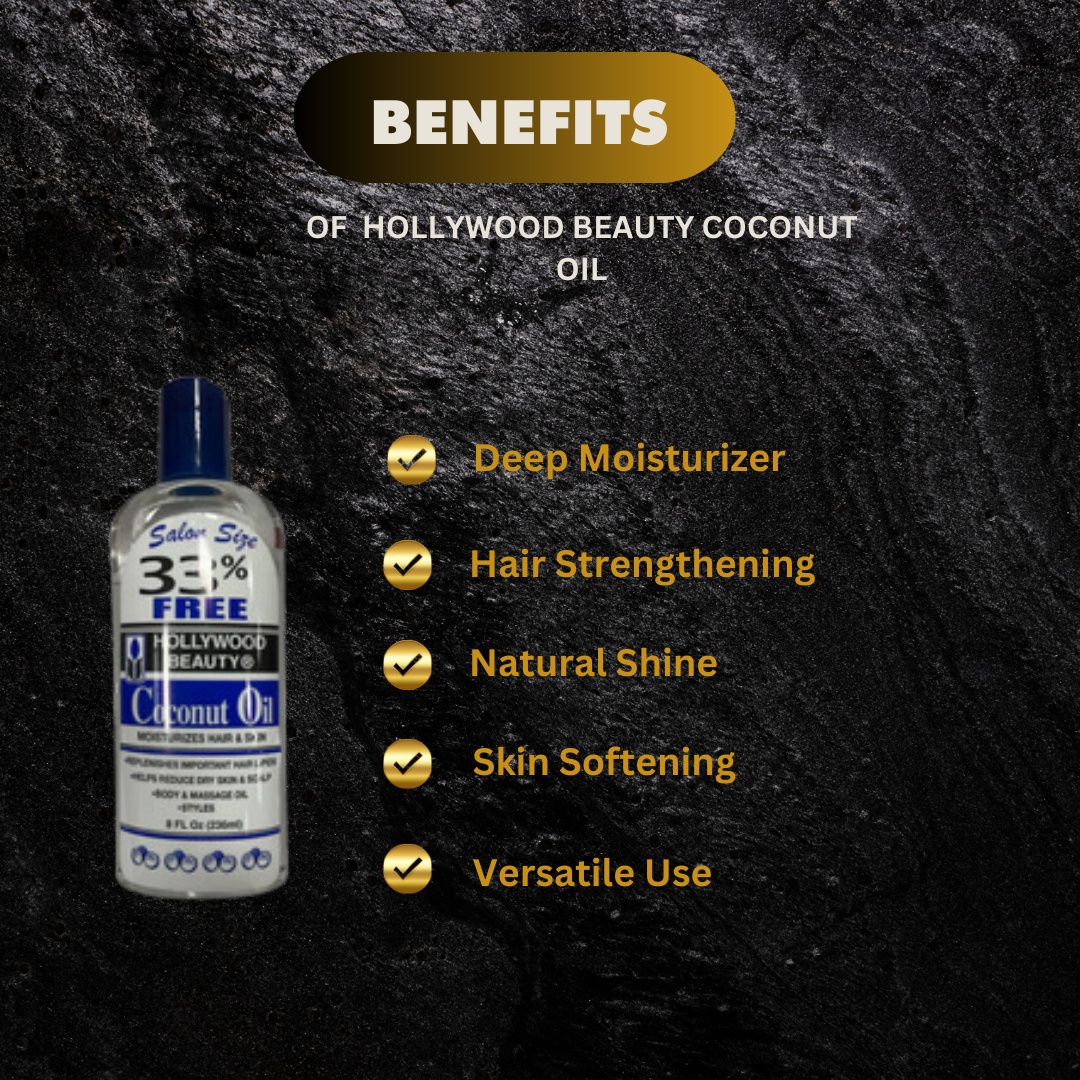 Hollywood Beauty Coconut Oil Moisturizes Hair Skin 8 Oz - Premium Beauty Product