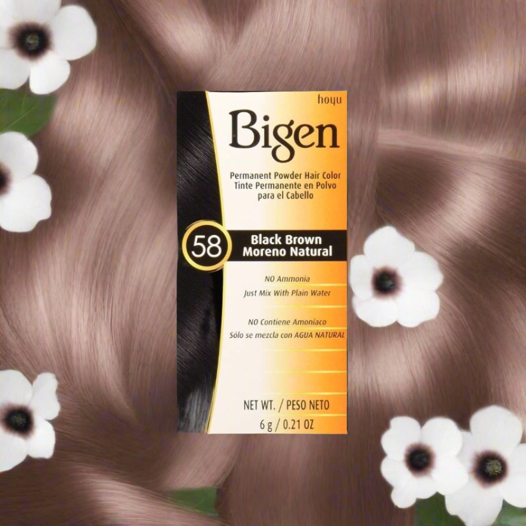 Bigen Permanent Powder Hair Color 58 Black Brown 0.21 oz | 6 - Premium Beauty Product