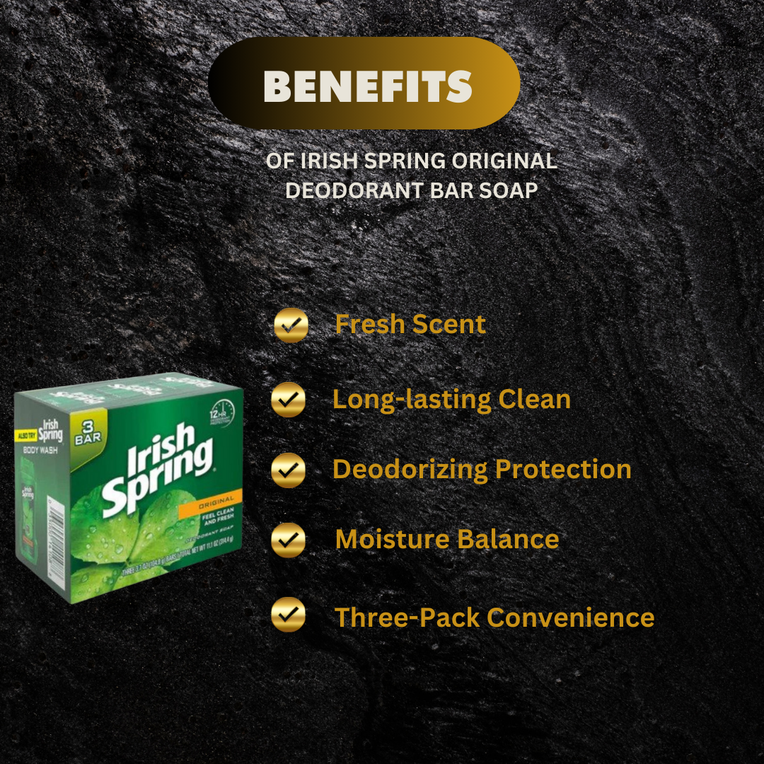 Irish Spring Original Deodorant Bar Soap 3 75 Oz 3 Pack Bar - Premium Beauty Product