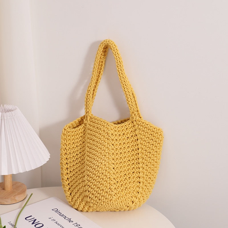 Wholesale Retro One-Shoulder Cotton Thread Woven Bag New Crochet Handbag Straw Bag Literary Holiday Beach Bag