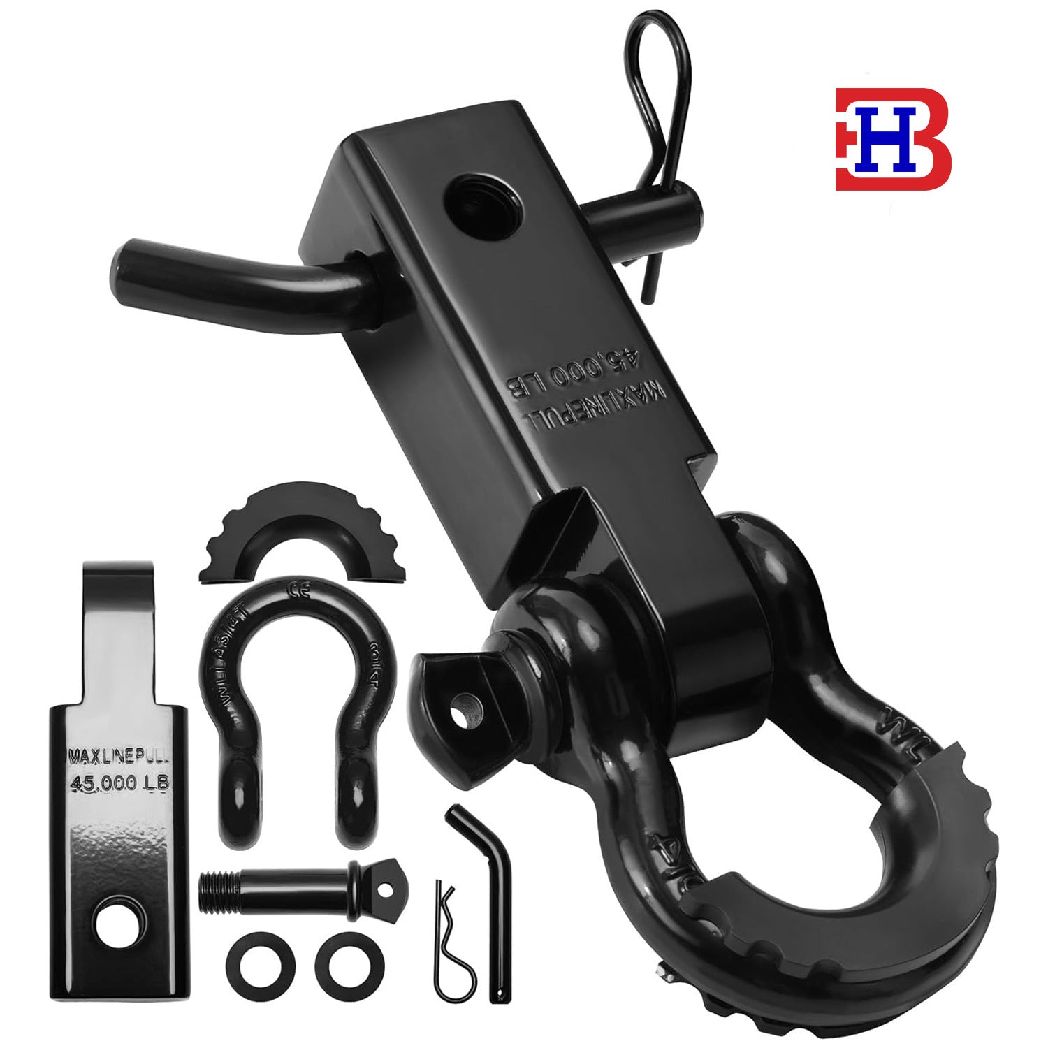 Square trailer arm thickened carbon steel traction 4.75 tons beam off-road vehicle rear-end collision rescue hook rear-end trailer accessories