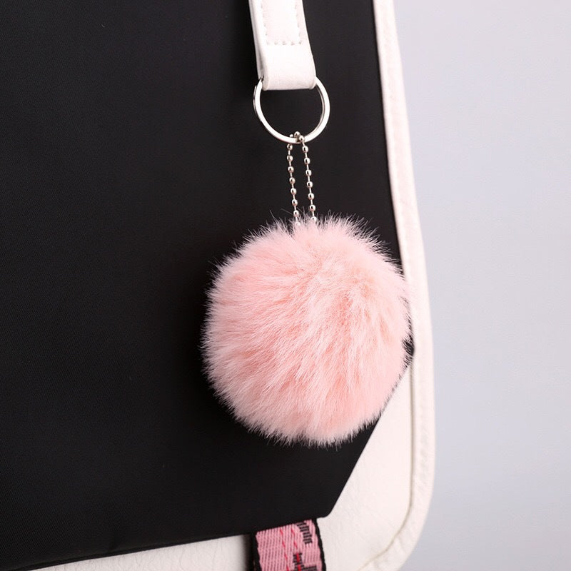 Backpack, Primary School, Middle School and High School Student School Bag, Fur Ball Bag, Multi-Color Selection, Large Capacity Simple Bag, Sports and Leisure Bag