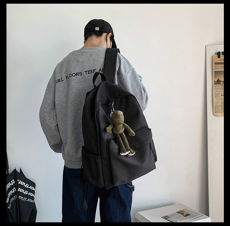 Large Backpack Universal Trendy Cool Backpack Men's Korean Style Simple Campus Computer Schoolbag College Students' Leisure Travel Bag