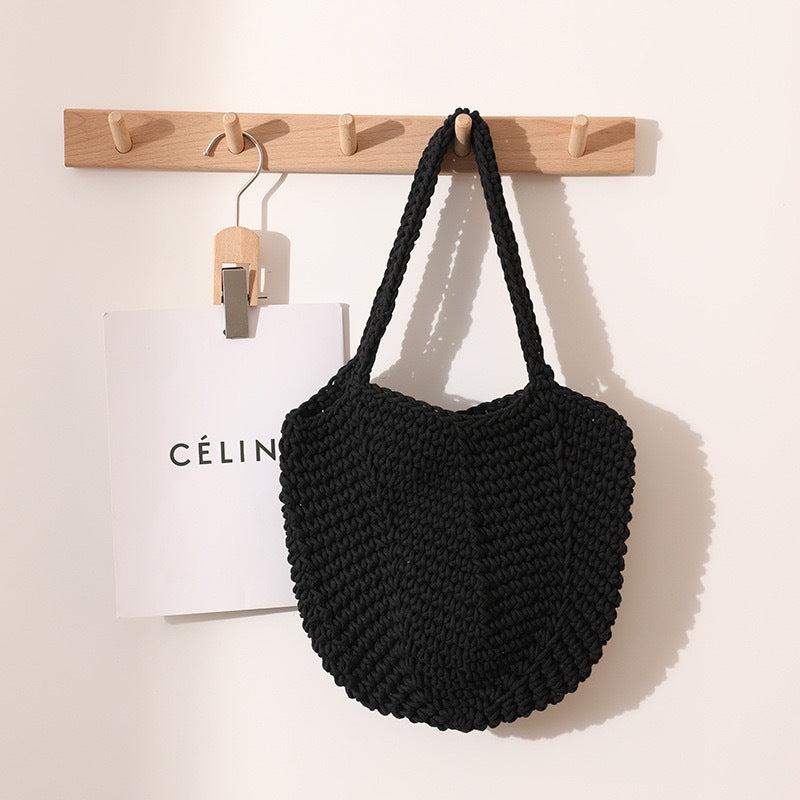 Wholesale Retro One-Shoulder Cotton Thread Woven Bag New Crochet Handbag Straw Bag Literary Holiday Beach Bag
