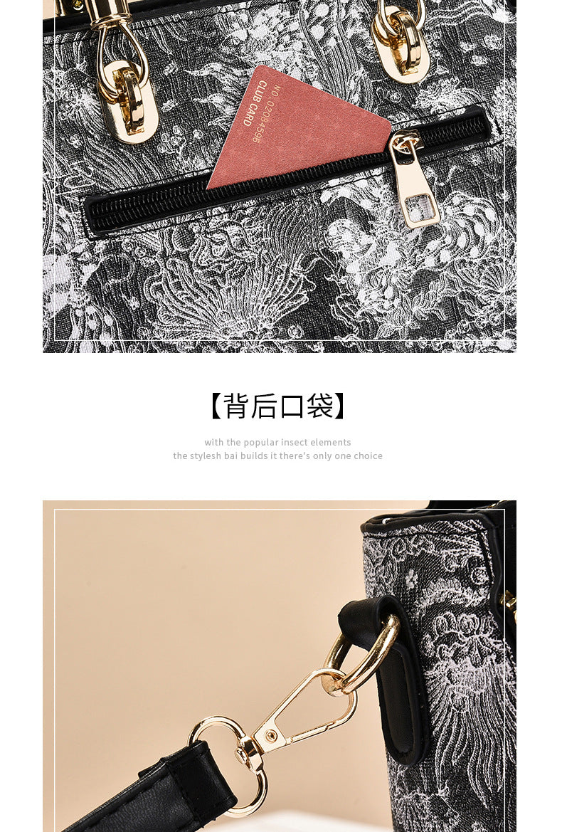Bags for Women 2025 New Style Embroidered Printing Large Capacity Cross-Border Style Single Shoulder Crossbody Quality Women's Bag Foreign Trade