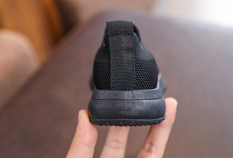 Kids Spring and Autumn Striped Knitted Sneakers Tennis Casual Shoes Children Breathable Girls Boys Slip-on Running Sports Shoes