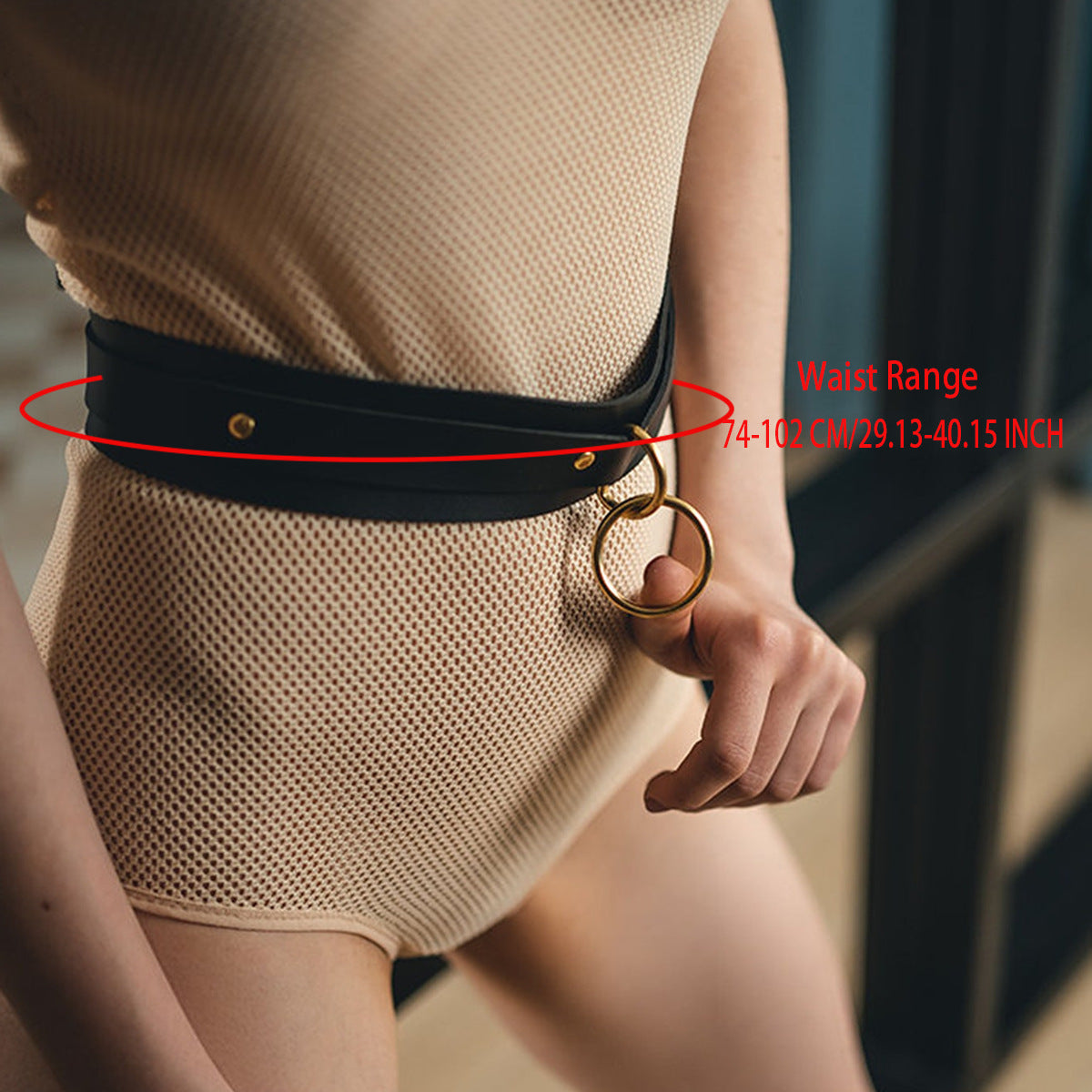 Amazon Europe and the United States hot new leather waist chain sexy round buckle all-match belt fashion clothing stage accessories women