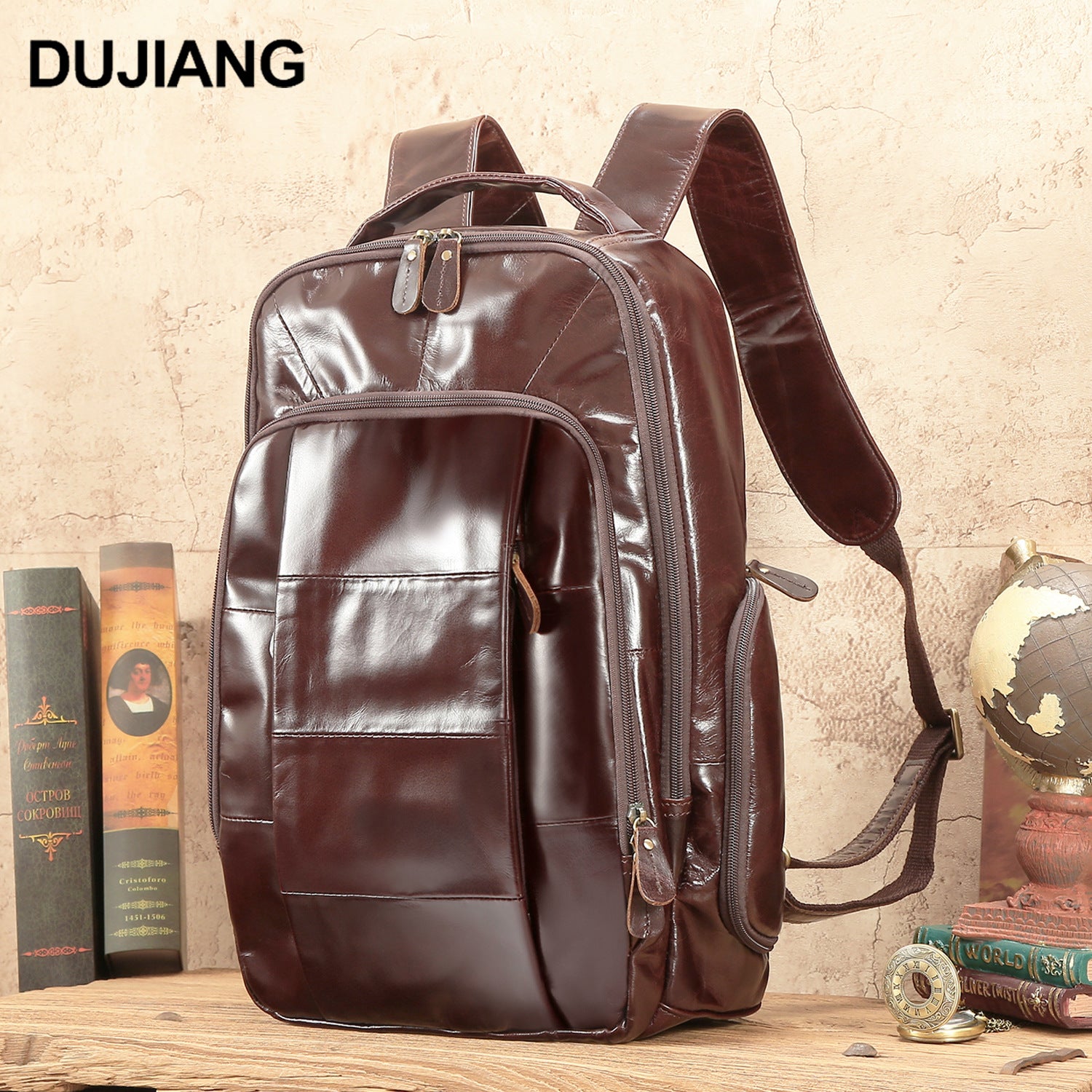 2025 New Oil Wax Leather Backpack European Style Business Backpack Commuting Casual Men's Bag Cross-Border Hot Selling Men's Bag