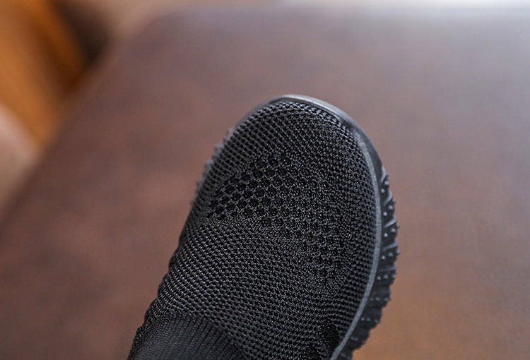 Kids Spring and Autumn Striped Knitted Sneakers Tennis Casual Shoes Children Breathable Girls Boys Slip-on Running Sports Shoes
