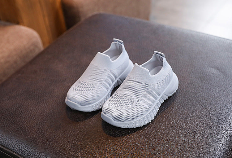 Kids Spring and Autumn Striped Knitted Sneakers Tennis Casual Shoes Children Breathable Girls Boys Slip-on Running Sports Shoes