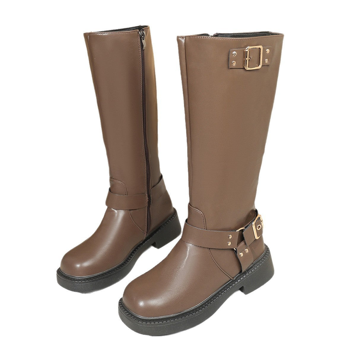 New British Autumn and Winter Chimney Women's Boots Thick High-Heeled Knight Boots Amazon Foreign Trade Style Temperament Commuting