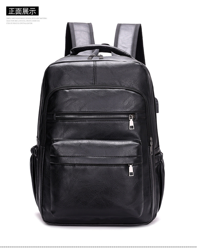Fashion Versatile Retro Men's Backpack Cross-Border New Pu Casual Backpack Large Capacity Multifunctional Travel Backpack