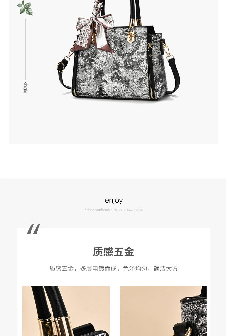 Bags for Women 2025 New Style Embroidered Printing Large Capacity Cross-Border Style Single Shoulder Crossbody Quality Women's Bag Foreign Trade