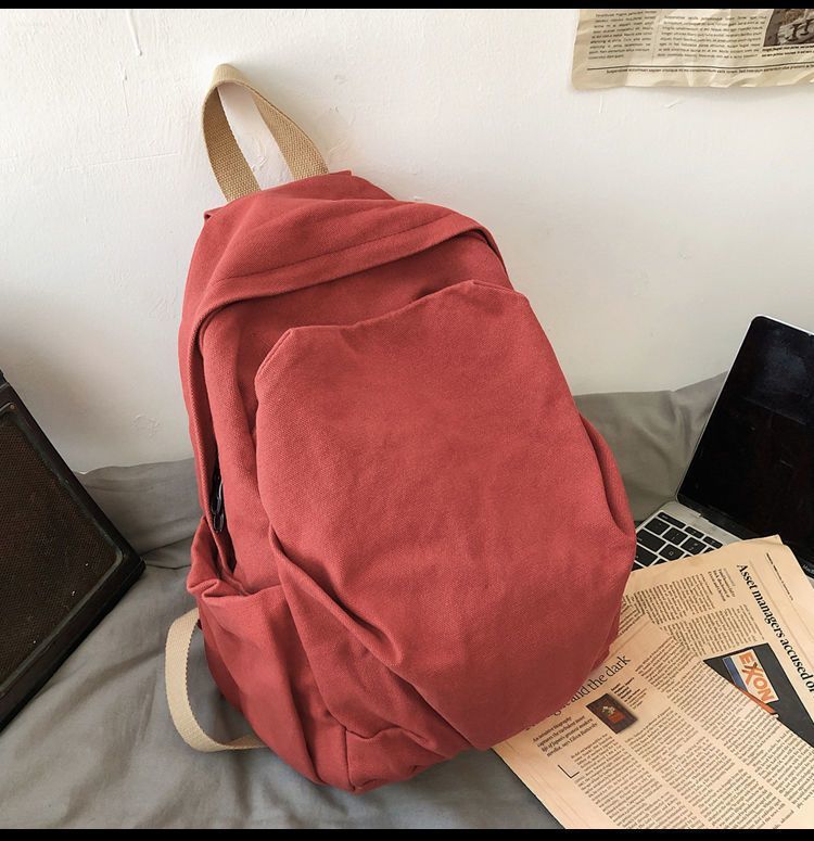 Durable Canvas Schoolbag Women's New Large-Capacity College Student Simple Junior High School Retro Backpack Backpack Travel Harajuku