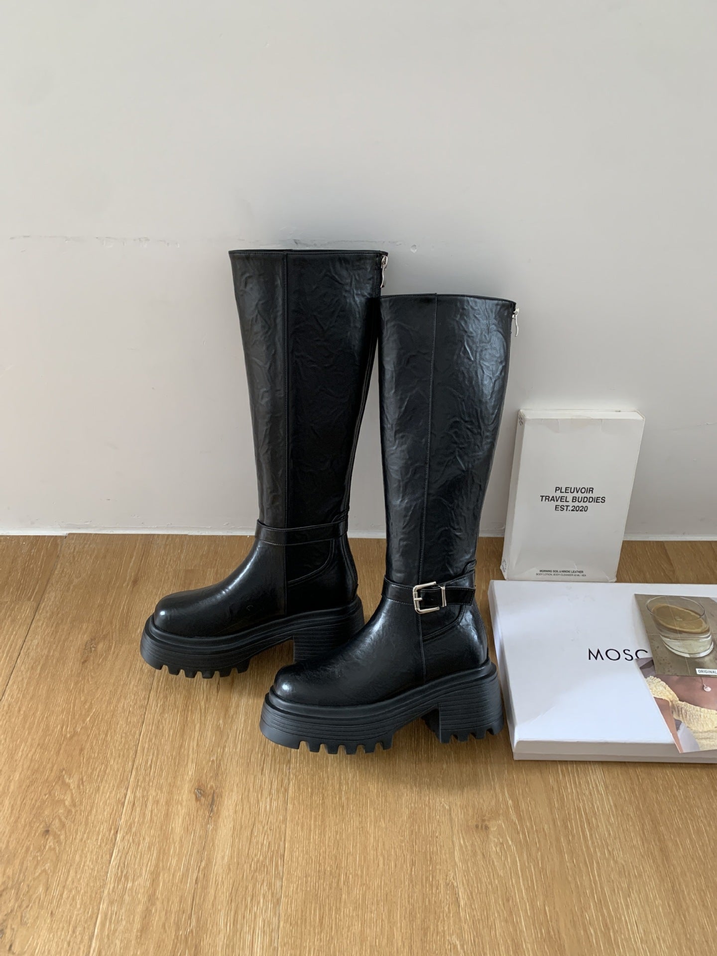 Maillard Thick-Soled Long Boots for Women 2025 Autumn and Winter New Style Small Inner Heightening Over-The-Knee Knight Boots