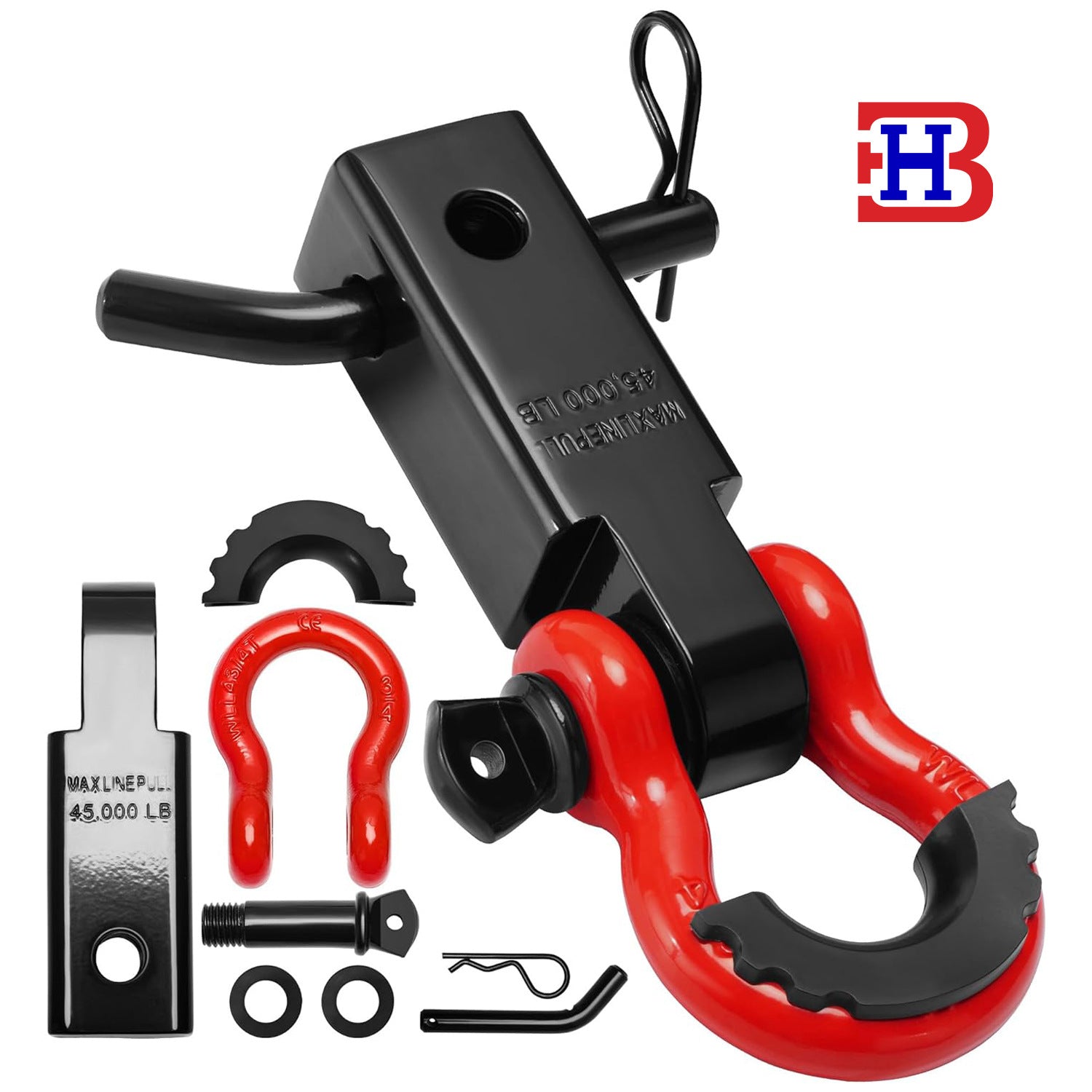 Square trailer arm thickened carbon steel traction 4.75 tons beam off-road vehicle rear-end collision rescue hook rear-end trailer accessories
