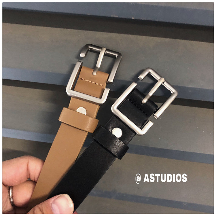 Internet Popular Casual Trousers Thin Belt Men's Korean Style Young Men's PU Leather Small Belt ns Style All-match Belt Decoration