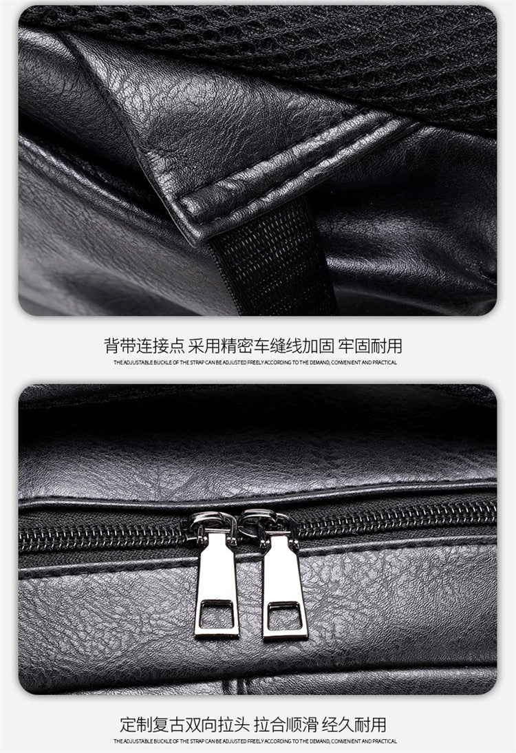Fashion Versatile Retro Men's Backpack Cross-Border New Pu Casual Backpack Large Capacity Multifunctional Travel Backpack