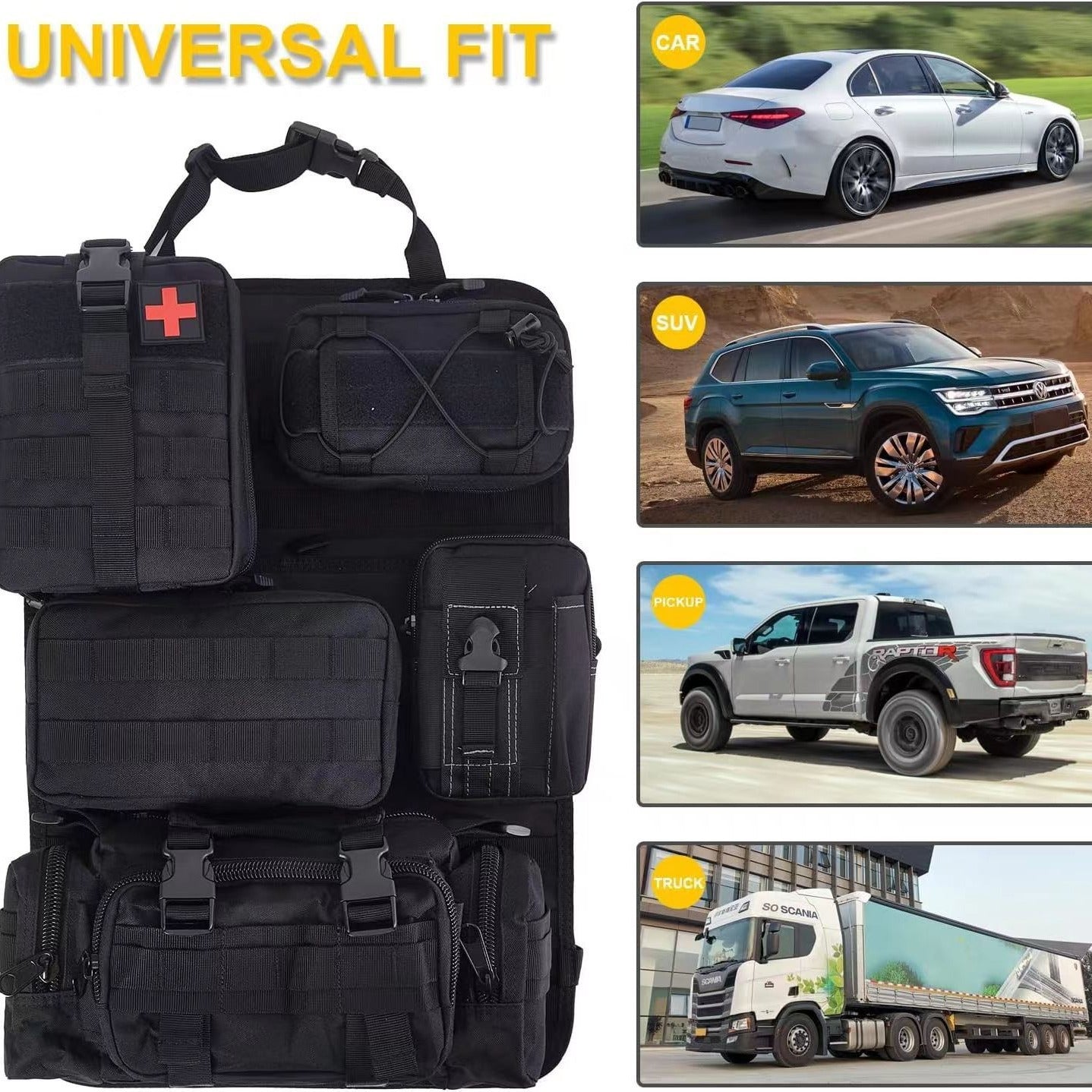 Cross-border car back seat tactical storage bag car multi-functional large-capacity combination storage suspension bag