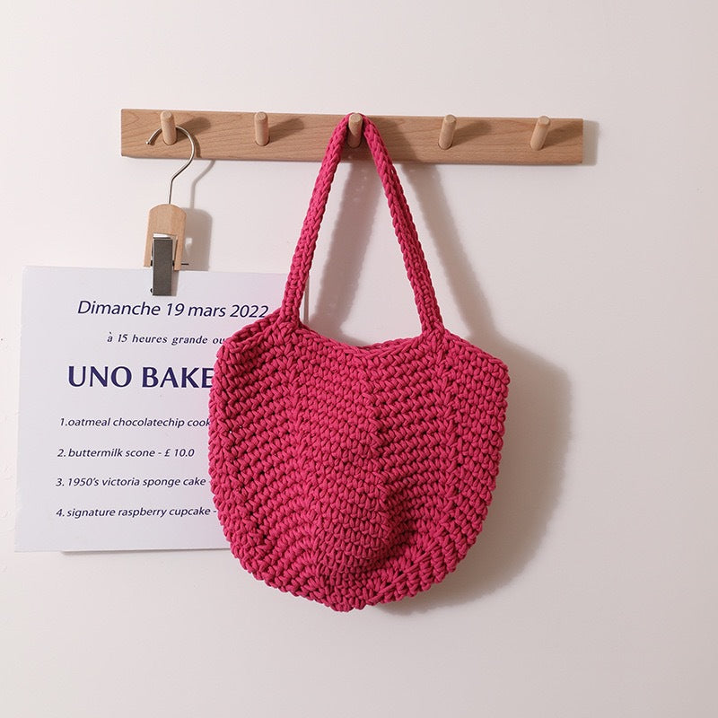 Wholesale Retro One-Shoulder Cotton Thread Woven Bag New Crochet Handbag Straw Bag Literary Holiday Beach Bag