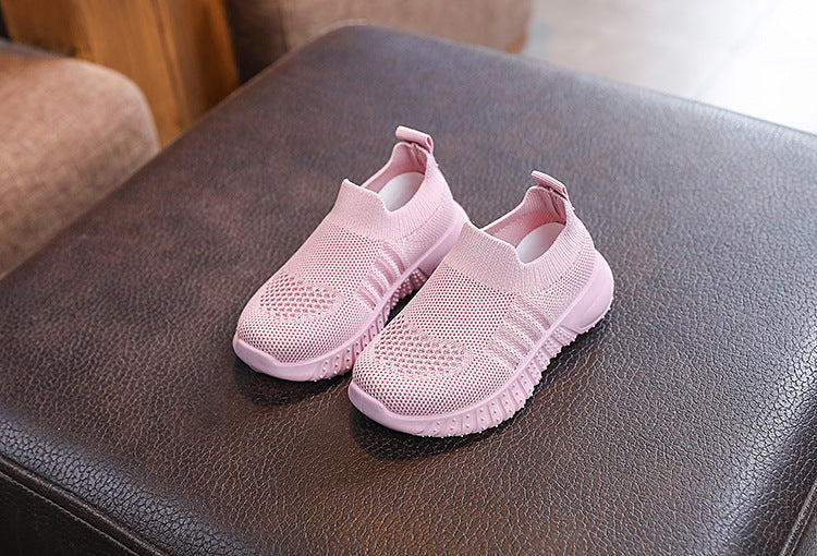 Kids Spring and Autumn Striped Knitted Sneakers Tennis Casual Shoes Children Breathable Girls Boys Slip-on Running Sports Shoes