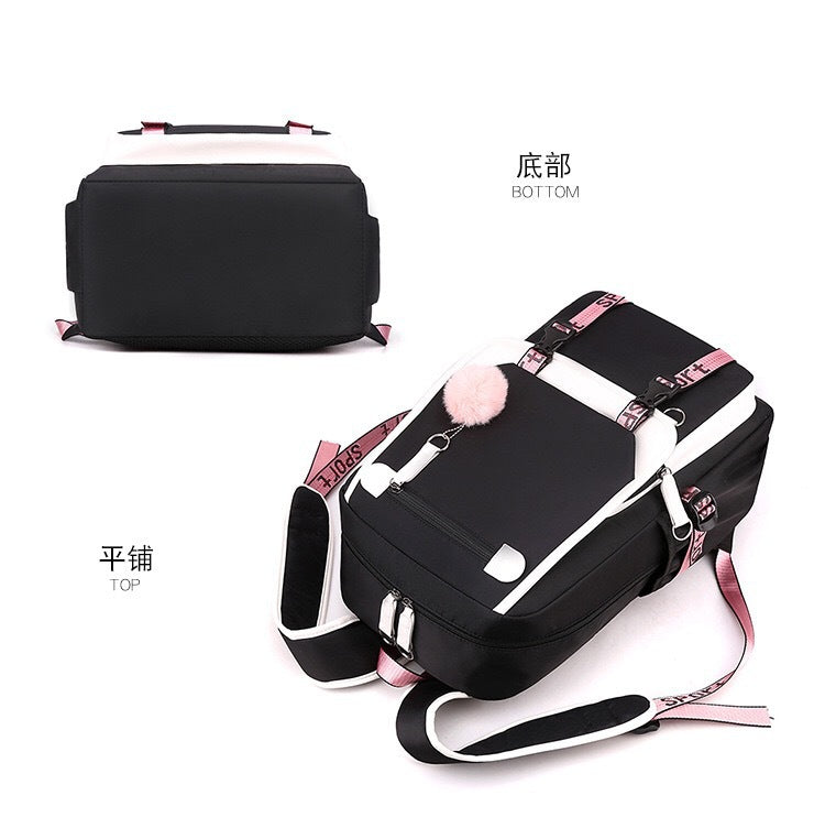Backpack, Primary School, Middle School and High School Student School Bag, Fur Ball Bag, Multi-Color Selection, Large Capacity Simple Bag, Sports and Leisure Bag