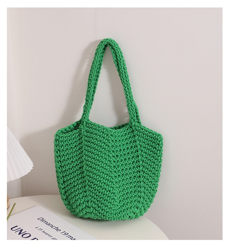 Wholesale Retro One-Shoulder Cotton Thread Woven Bag New Crochet Handbag Straw Bag Literary Holiday Beach Bag
