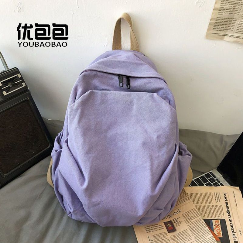 Durable Canvas Schoolbag Women's New Large-Capacity College Student Simple Junior High School Retro Backpack Backpack Travel Harajuku