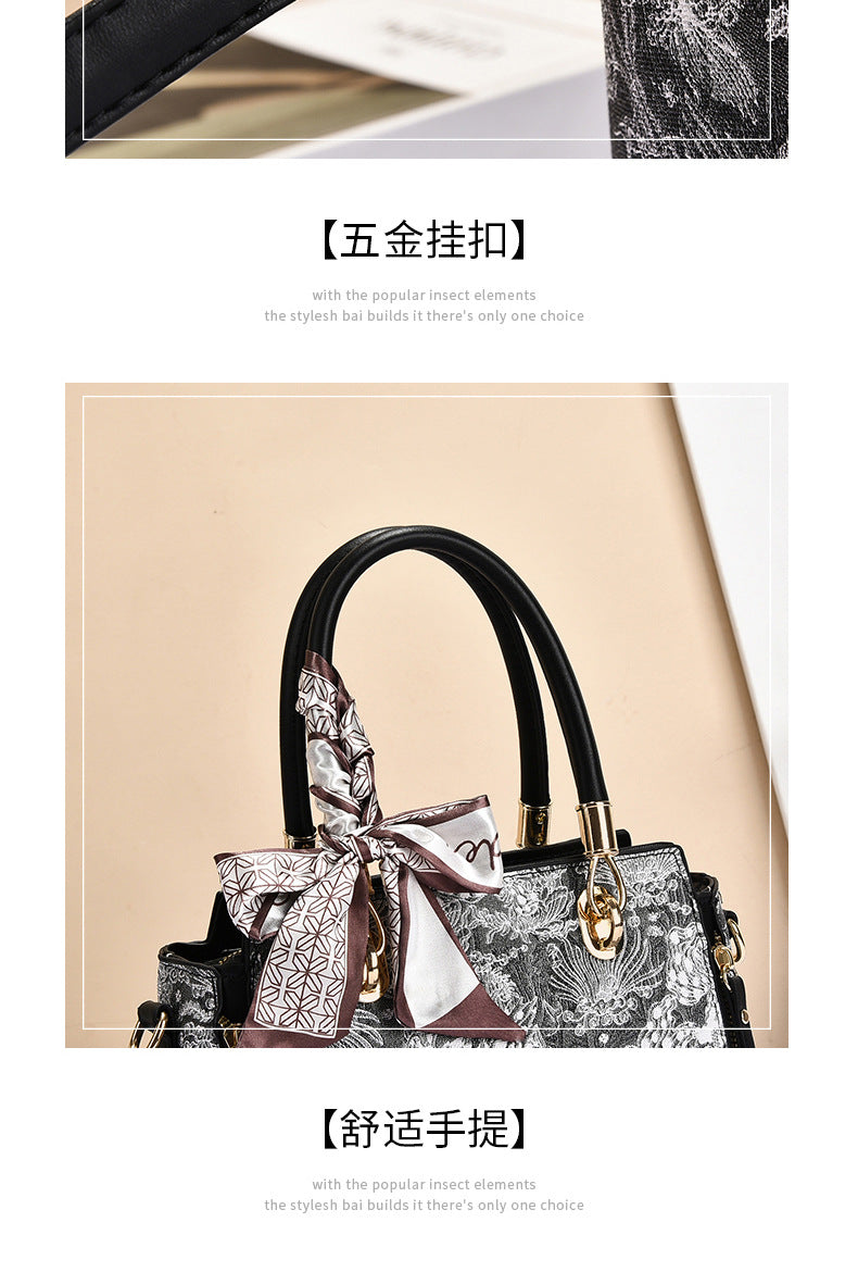 Bags for Women 2025 New Style Embroidered Printing Large Capacity Cross-Border Style Single Shoulder Crossbody Quality Women's Bag Foreign Trade