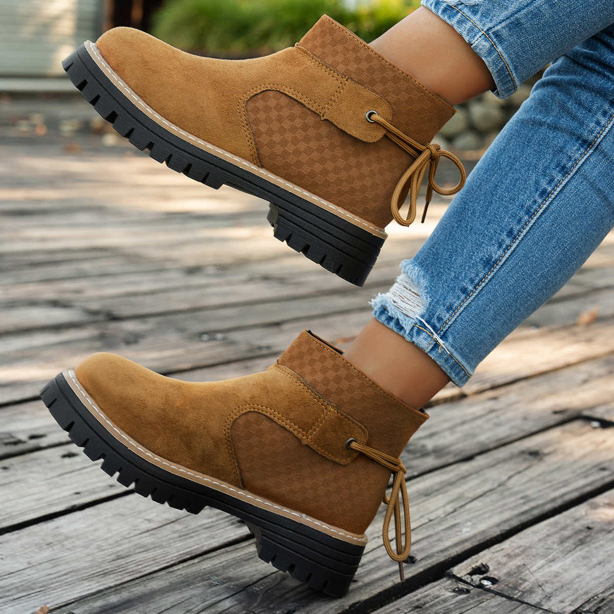Amazon European and American Cross-Border Large Size 36 to 43 Autumn and Winter Beautiful Versatile Thick Heel Suede Side Zipper Fashion Boots Wholesale