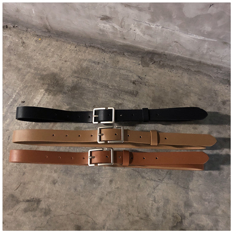 Internet Popular Casual Trousers Thin Belt Men's Korean Style Young Men's PU Leather Small Belt ns Style All-match Belt Decoration