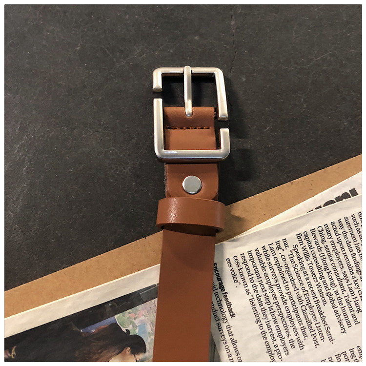 Internet Popular Casual Trousers Thin Belt Men's Korean Style Young Men's PU Leather Small Belt ns Style All-match Belt Decoration