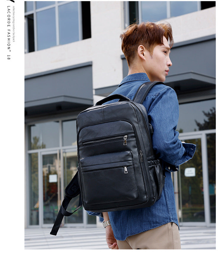 Fashion Versatile Retro Men's Backpack Cross-Border New Pu Casual Backpack Large Capacity Multifunctional Travel Backpack