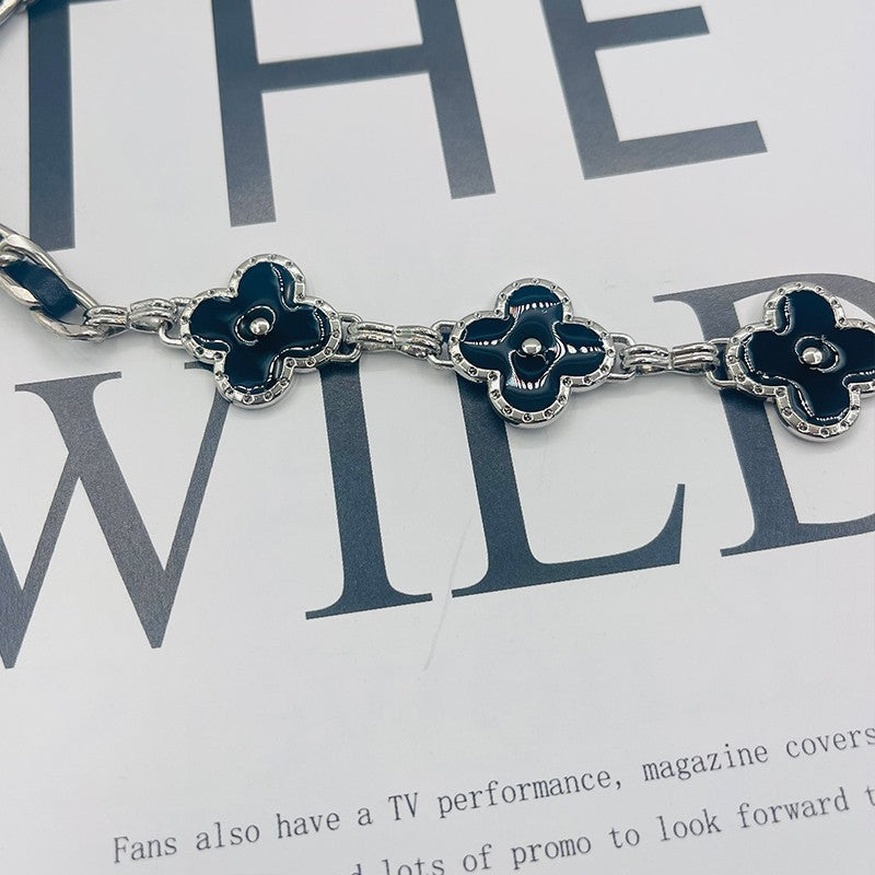 Fragrant Style Waist Chain Accessories Women's Summer Metal Four-leaf Clover Two-sided Available Splicing Chain All-match Thin Chain Belt Pants Chain