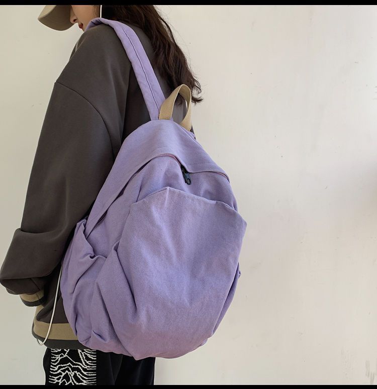 Durable Canvas Schoolbag Women's New Large-Capacity College Student Simple Junior High School Retro Backpack Backpack Travel Harajuku