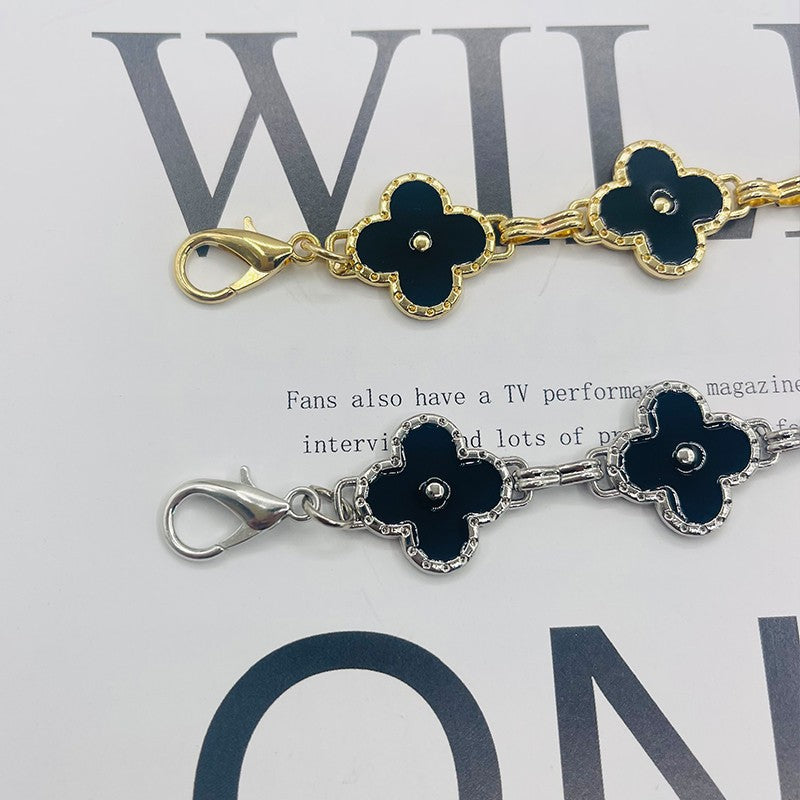Fragrant Style Waist Chain Accessories Women's Summer Metal Four-leaf Clover Two-sided Available Splicing Chain All-match Thin Chain Belt Pants Chain
