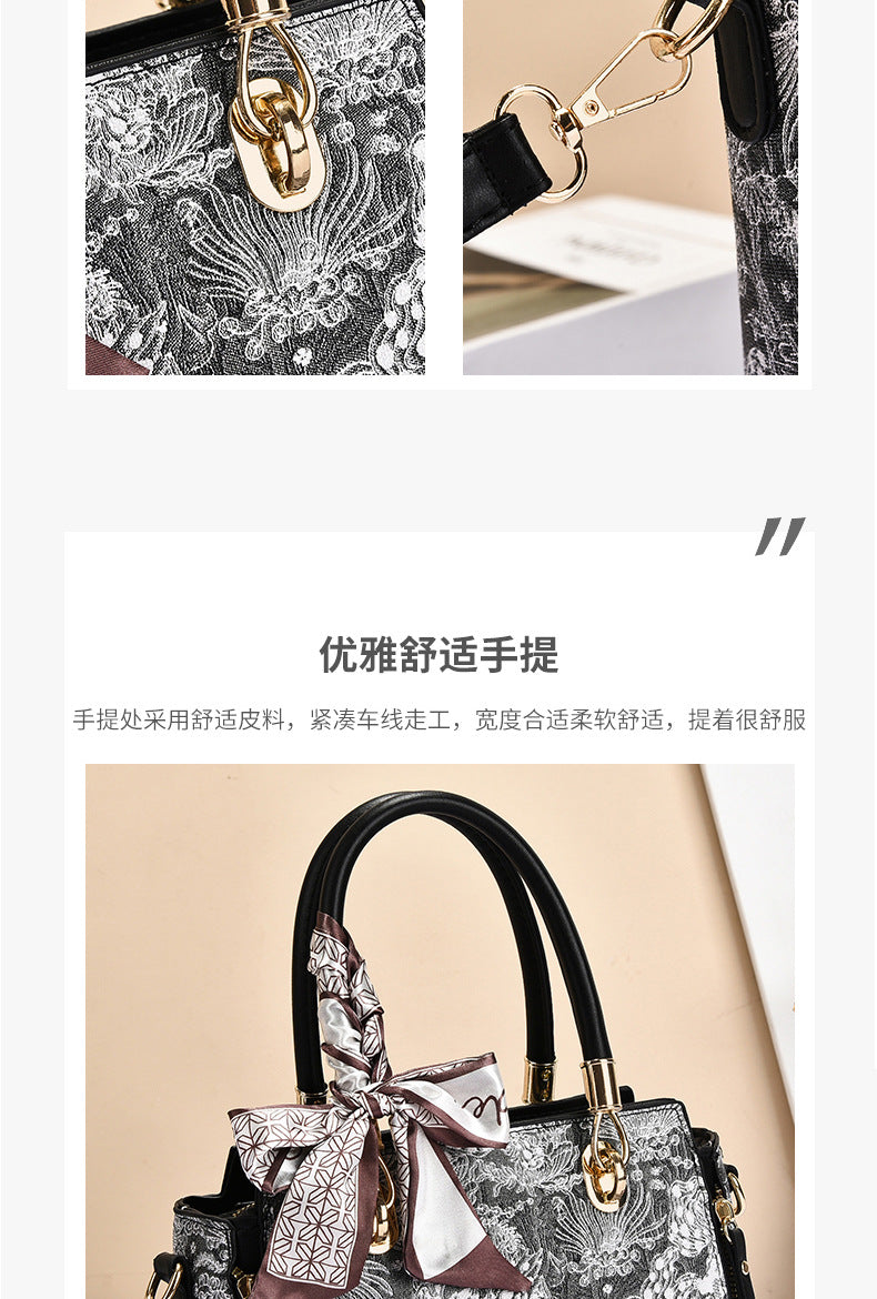 Bags for Women 2025 New Style Embroidered Printing Large Capacity Cross-Border Style Single Shoulder Crossbody Quality Women's Bag Foreign Trade