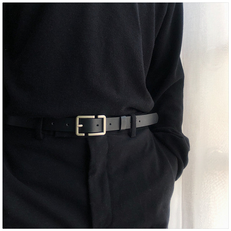 Internet Popular Casual Trousers Thin Belt Men's Korean Style Young Men's PU Leather Small Belt ns Style All-match Belt Decoration