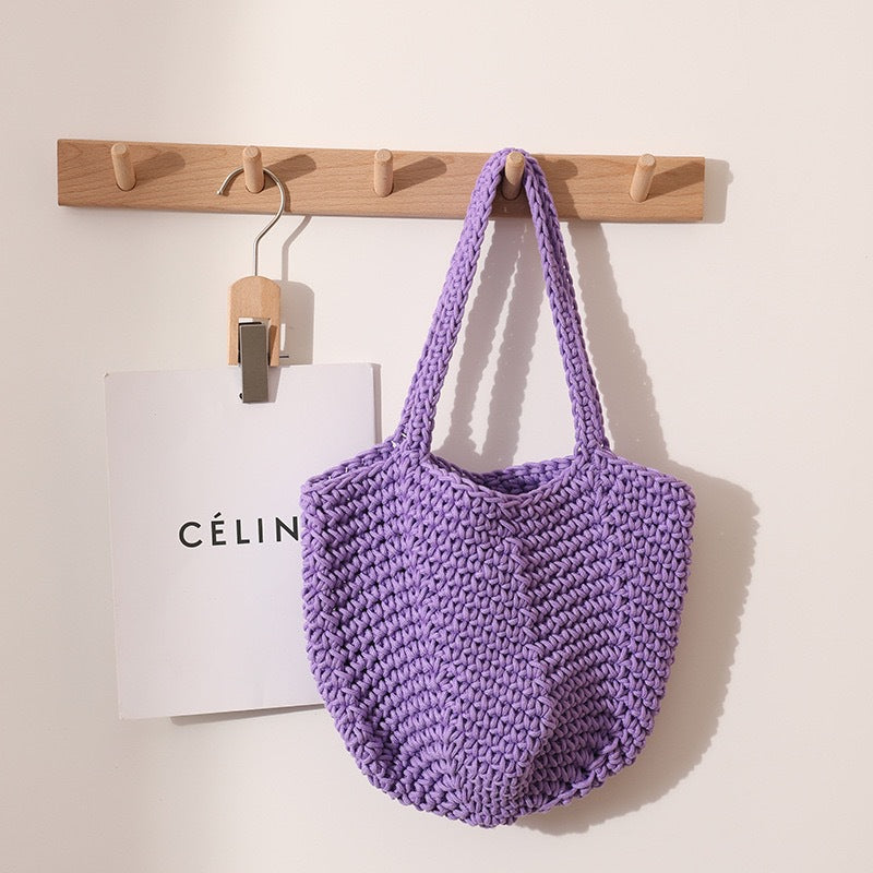 Wholesale Retro One-Shoulder Cotton Thread Woven Bag New Crochet Handbag Straw Bag Literary Holiday Beach Bag