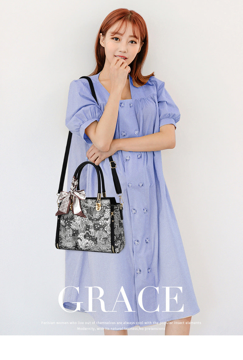 Bags for Women 2025 New Style Embroidered Printing Large Capacity Cross-Border Style Single Shoulder Crossbody Quality Women's Bag Foreign Trade