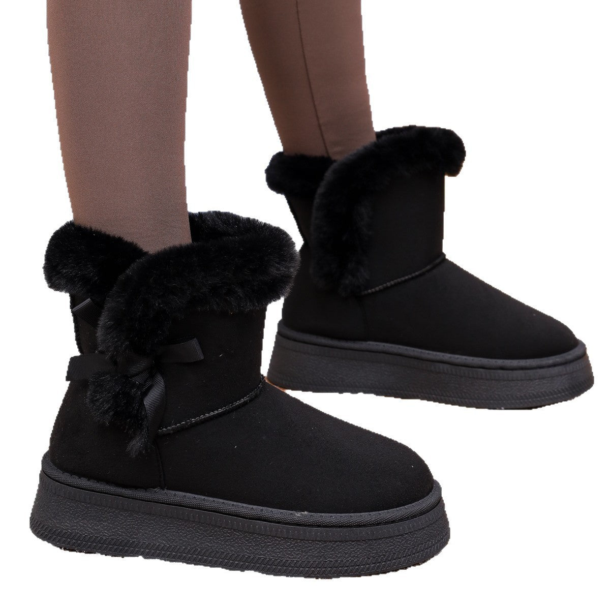 Fleece-Lined Thick Snow Boots Slip-On 2025 Winter New Thick-Soled Plush Warm Large-Size Cotton Shoes Wholesale