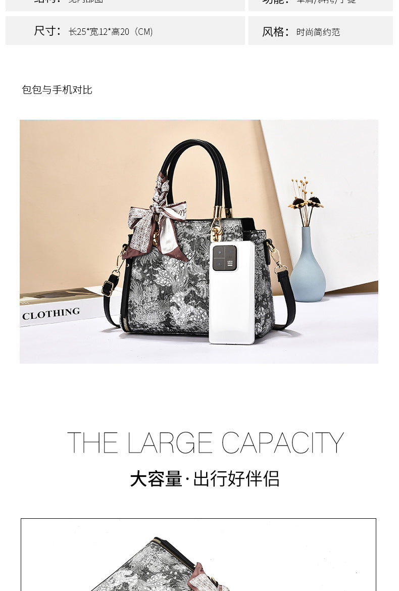 Bags for Women 2025 New Style Embroidered Printing Large Capacity Cross-Border Style Single Shoulder Crossbody Quality Women's Bag Foreign Trade