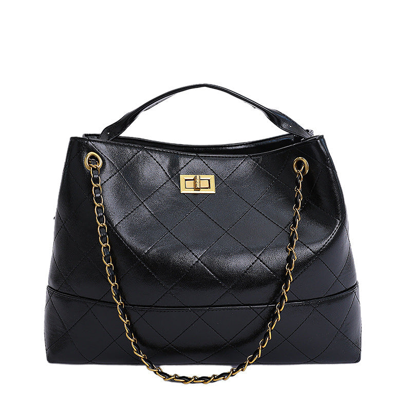 Niche Design Suede Tote Bag Korean Style Ins Lock Large Capacity Retro Fashion Versatile Satchel Crossbody Bag