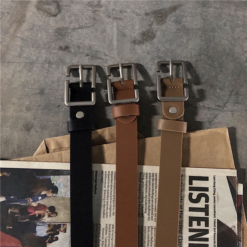 Internet Popular Casual Trousers Thin Belt Men's Korean Style Young Men's PU Leather Small Belt ns Style All-match Belt Decoration